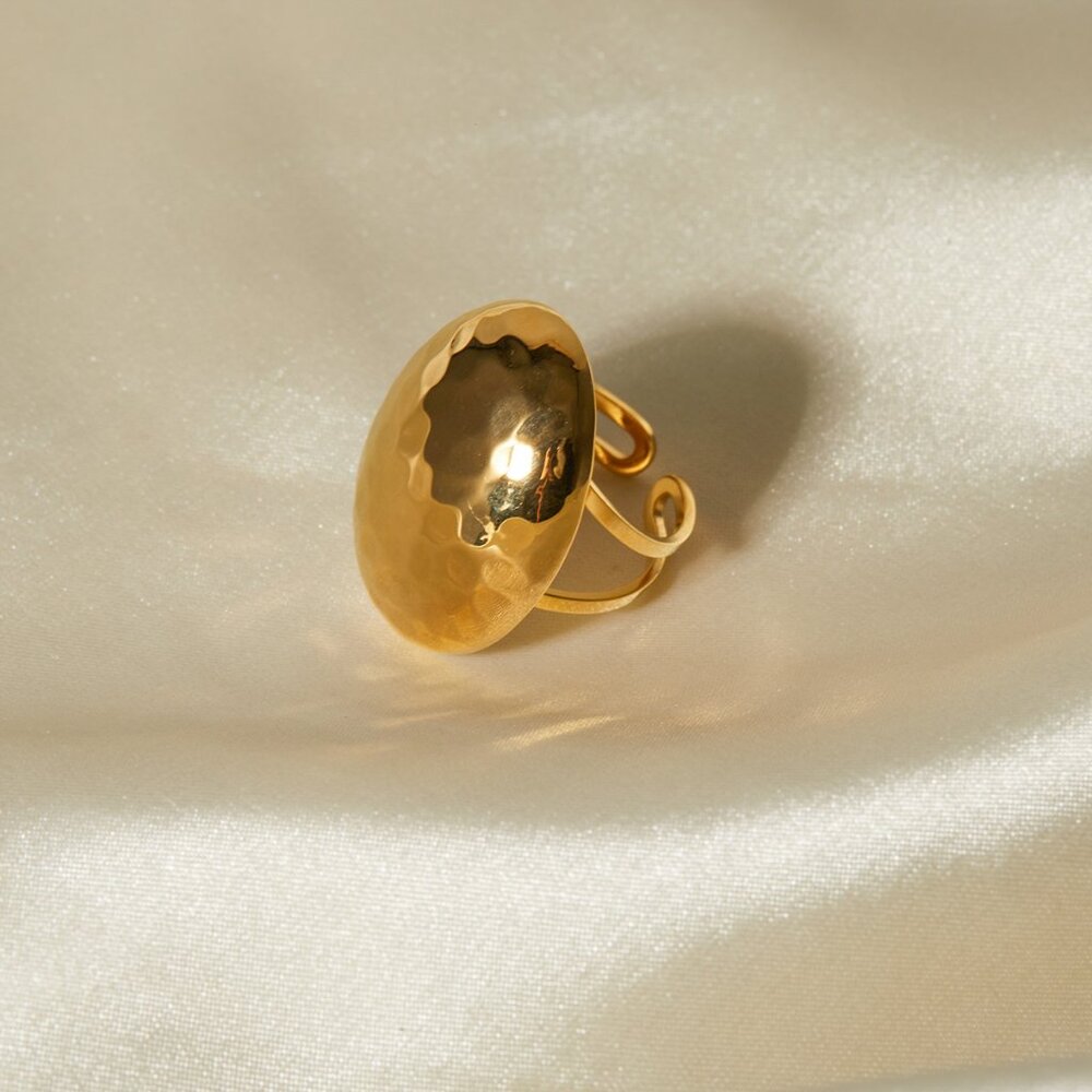 Adjustable Stainless Steel Open Rings, Modern Design, Color Gold - Picture 4 of 8